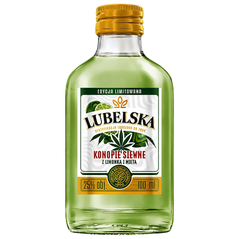 Wódka Lubelska Konopie Siewne z Limonką i Miętą 90 ml, alk. 28% - Wódka Smakowa