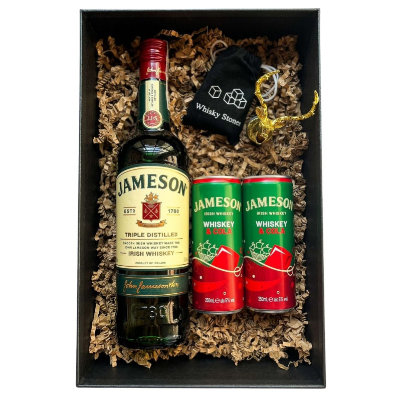 ZESTAW WHISKEY JAMESON IRISH 0.7L + 2 DRINKI JAMESON&COLA + KAMIENIE + NALEWAK
