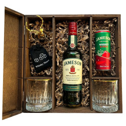 ZESTAW WHISKEY JAMESON IRISH 0.5L + DRINK JAMESON&COLA 250ML + 2 SZKLANKI + KAMIENIE + NALEWAK