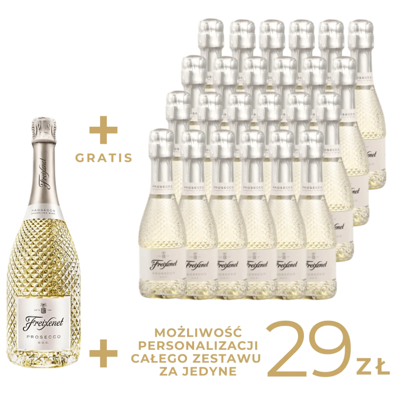 PAKIET MAXI NA WIECZÓR PANIEŃSKI - FREIXENET PROSECCO MINI + DUŻA BUTELKA gratis